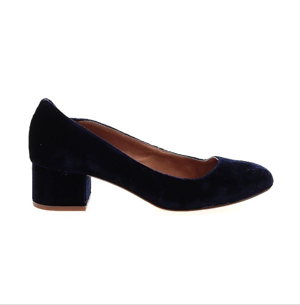 Madewell Blue Velvet Block Heels 6.5